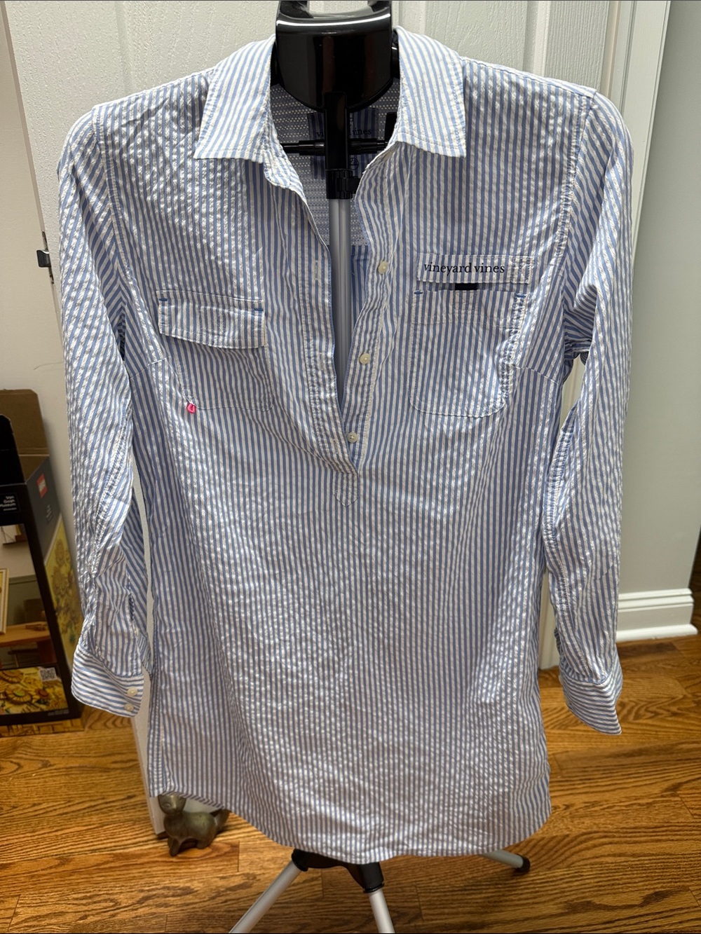 Vineyard Vines Men's Blue & White Striped Button-Front Shirt